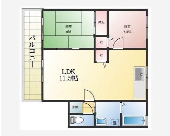 英賀保駅 徒歩7分 2階の物件間取画像